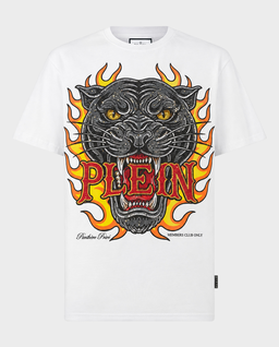 Biały t-shirt Big Panther Flames Stones - Image #0