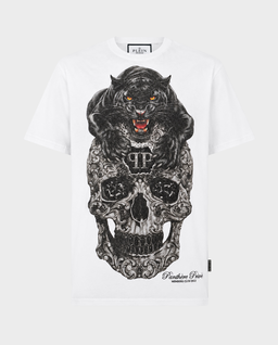 Biały t-shirt Panther Skull Stones - Image #0