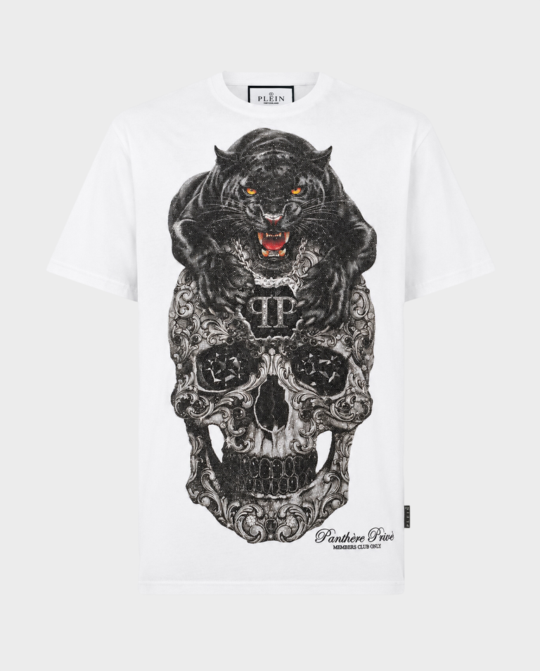 Biały t-shirt Panther Skull Stones