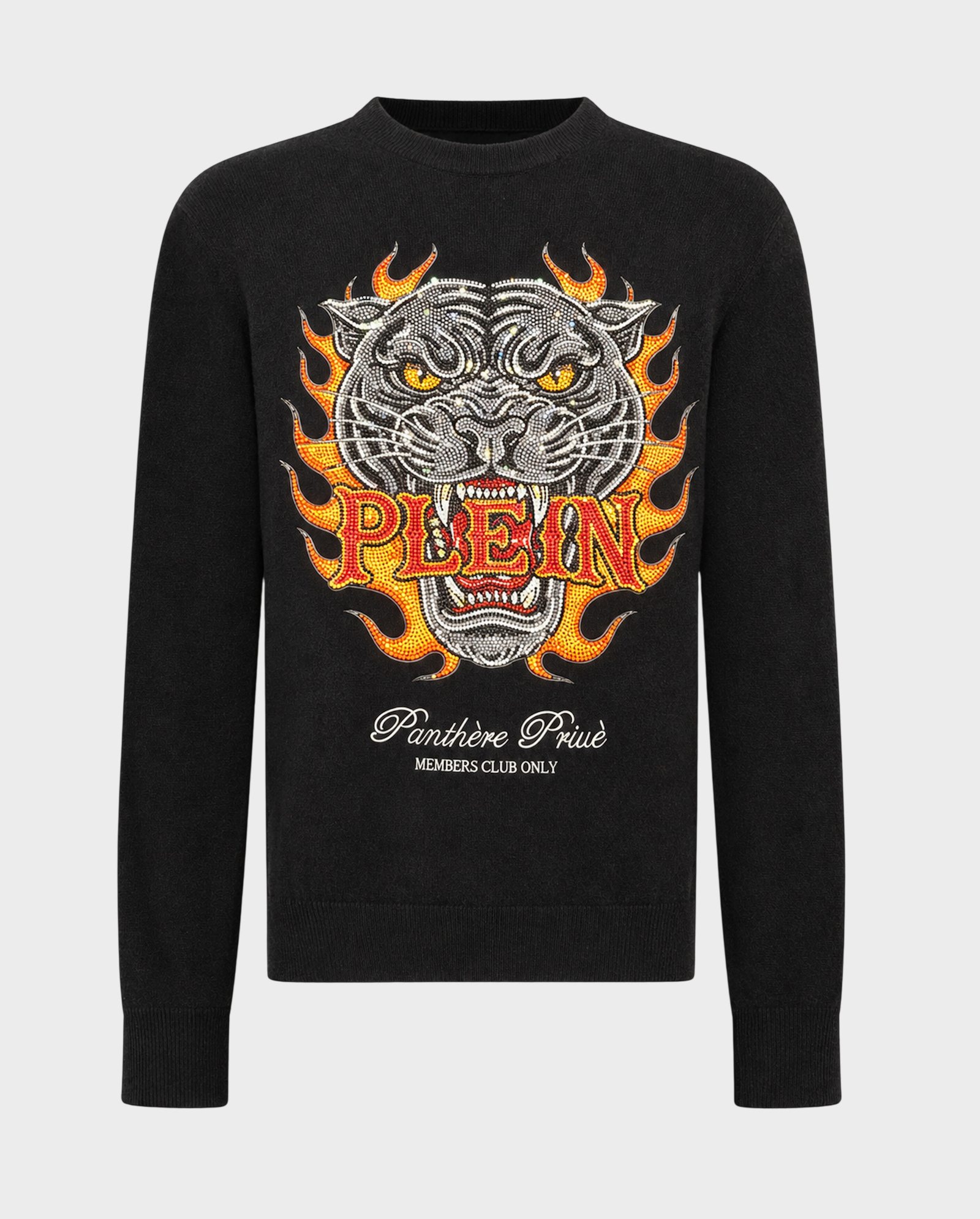 Czarny sweter z kryształkami Panther Flames - Image #0
