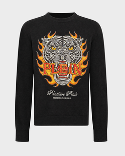 Czarny sweter z kryształkami Panther Flames - Image #0