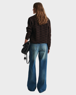 Brązowy wełniano-kaszmirowy kardigan Monogram - Image #3