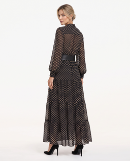 Czarna maxi sukienka w żółte kropki Diva - Image #3