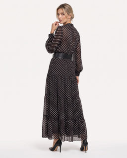 Czarna maxi sukienka w różowe kropki Diva - Image #3
