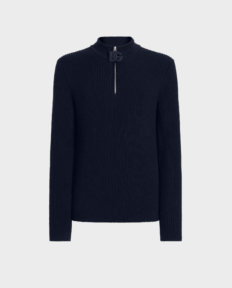 Granatowy sweter z suwakiem