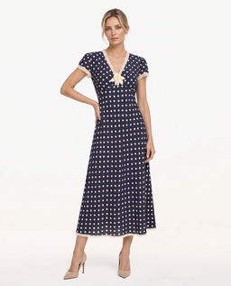 Niebieska sukienka w groszki Polka - Image #1