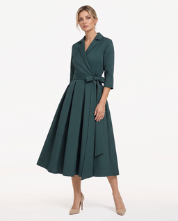 Elegancka zielona sukienka midi Kaori - Image #2