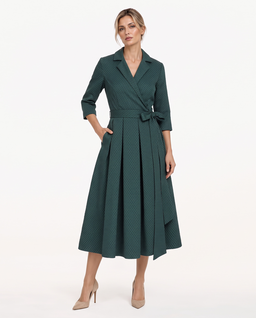 Elegancka zielona sukienka midi Kaori - Image #4