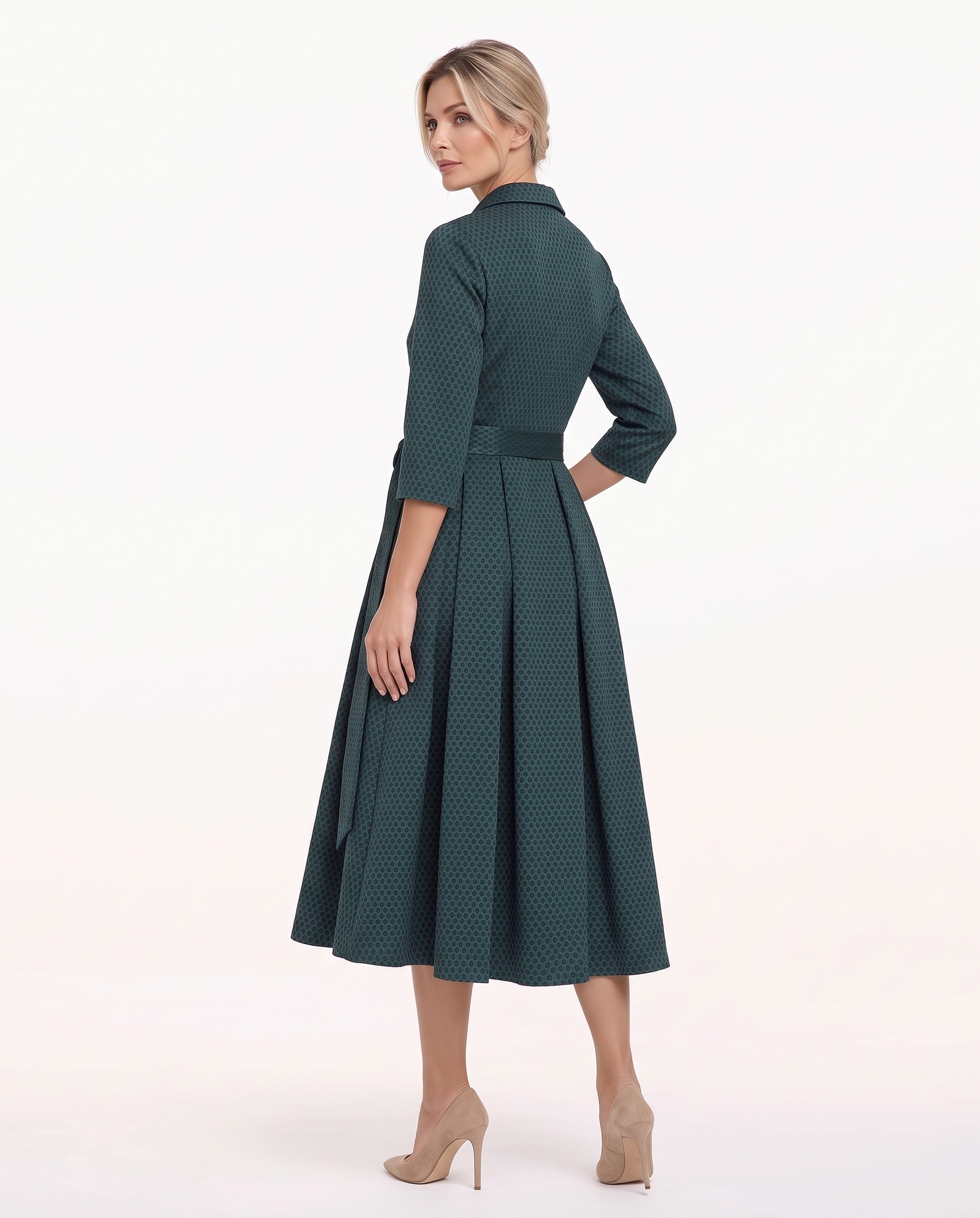 Elegancka zielona sukienka midi Kaori - Image #3