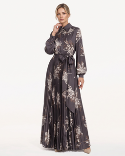 Plisowana maxi sukienka z printem Venetta - Image #1