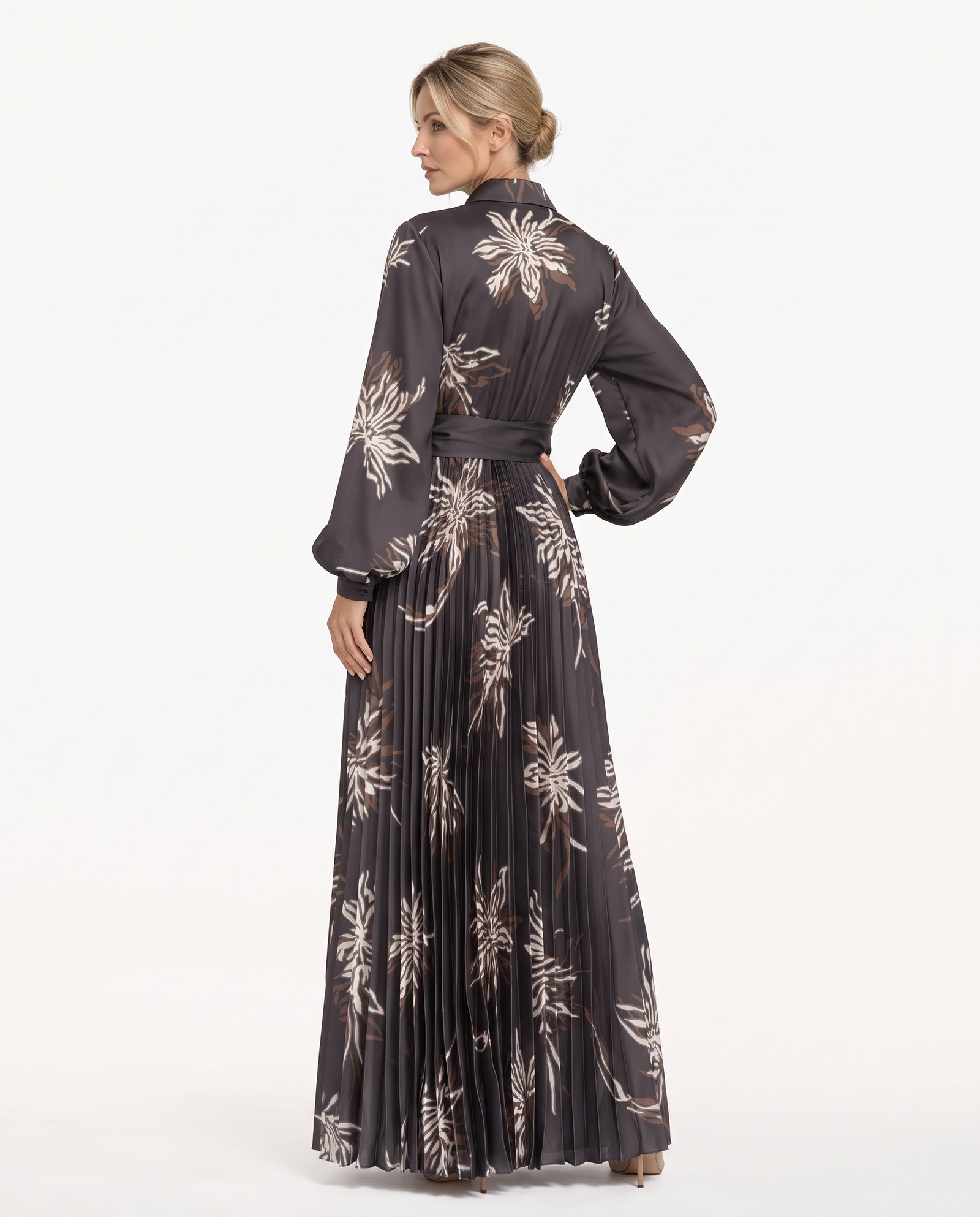Plisowana maxi sukienka z printem Venetta - Image #3