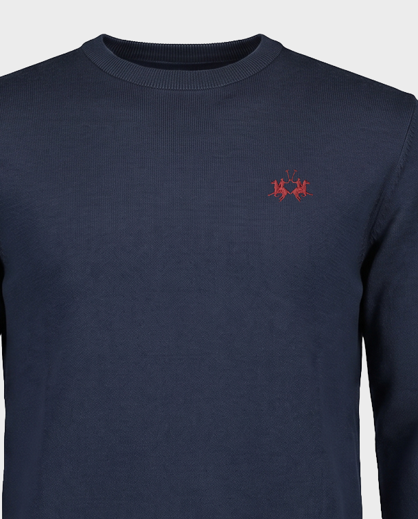Granatowy sweter z haftowanym logo - Image #1