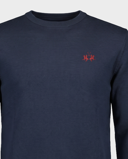 Granatowy sweter z haftowanym logo - Image #1