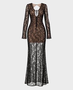 Czarna koronkowa sukienka maxi Bella - Image #0