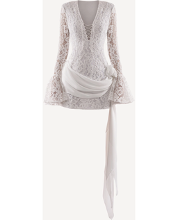 Biała koronkowa sukienka mini Swan - Image #6