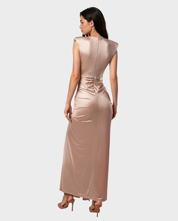Złota maxi sukienka z drapowaniem Vermont - Image #4