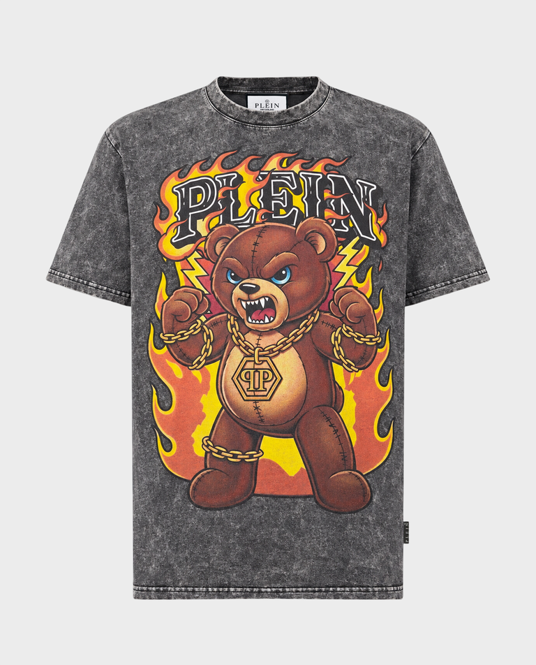 Szary t-shirt Teddy Flames