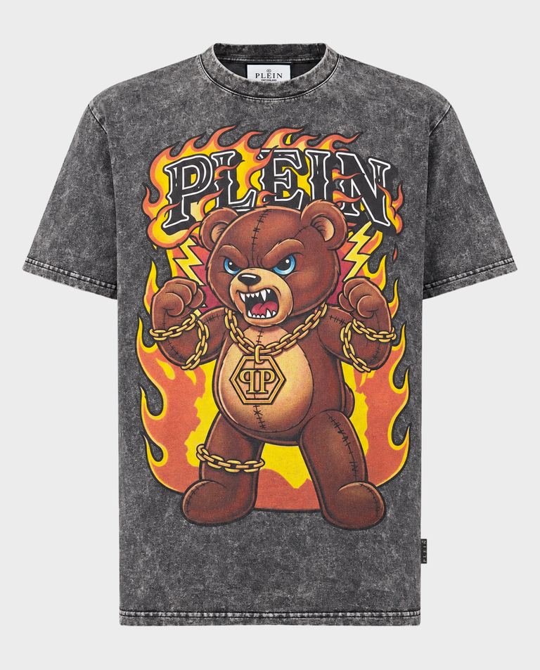 Szary t-shirt Teddy Flames - Image #0