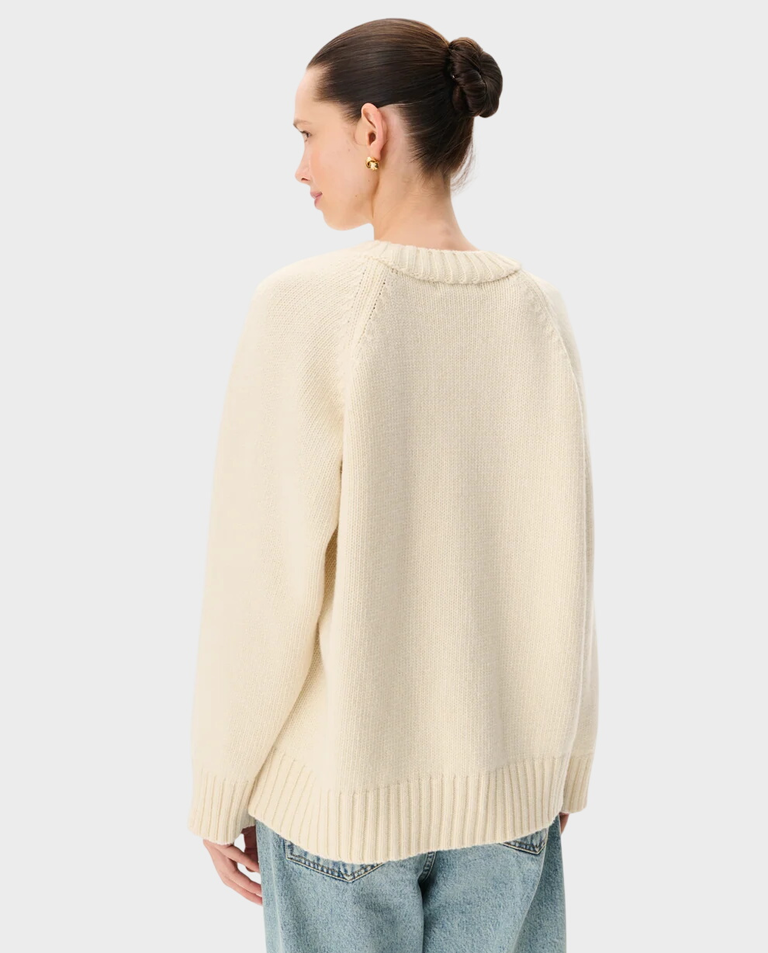 Kremowy sweter z wełny merino Farren - Image #2