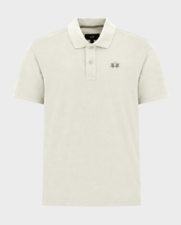 Kremowa koszulka polo z haftowanym logo - Image #0