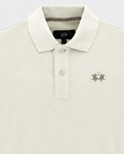 Kremowa koszulka polo z haftowanym logo - Image #1