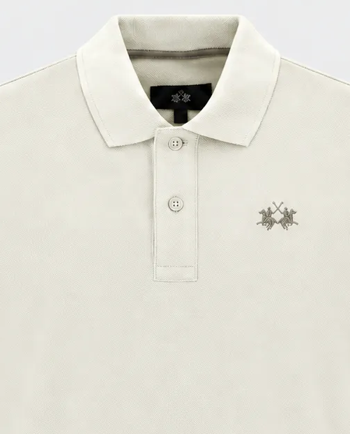Kremowa koszulka polo z haftowanym logo