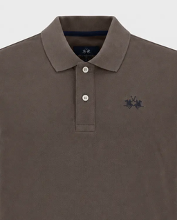 Brązowa koszulka polo z haftowanym logo - Image #1