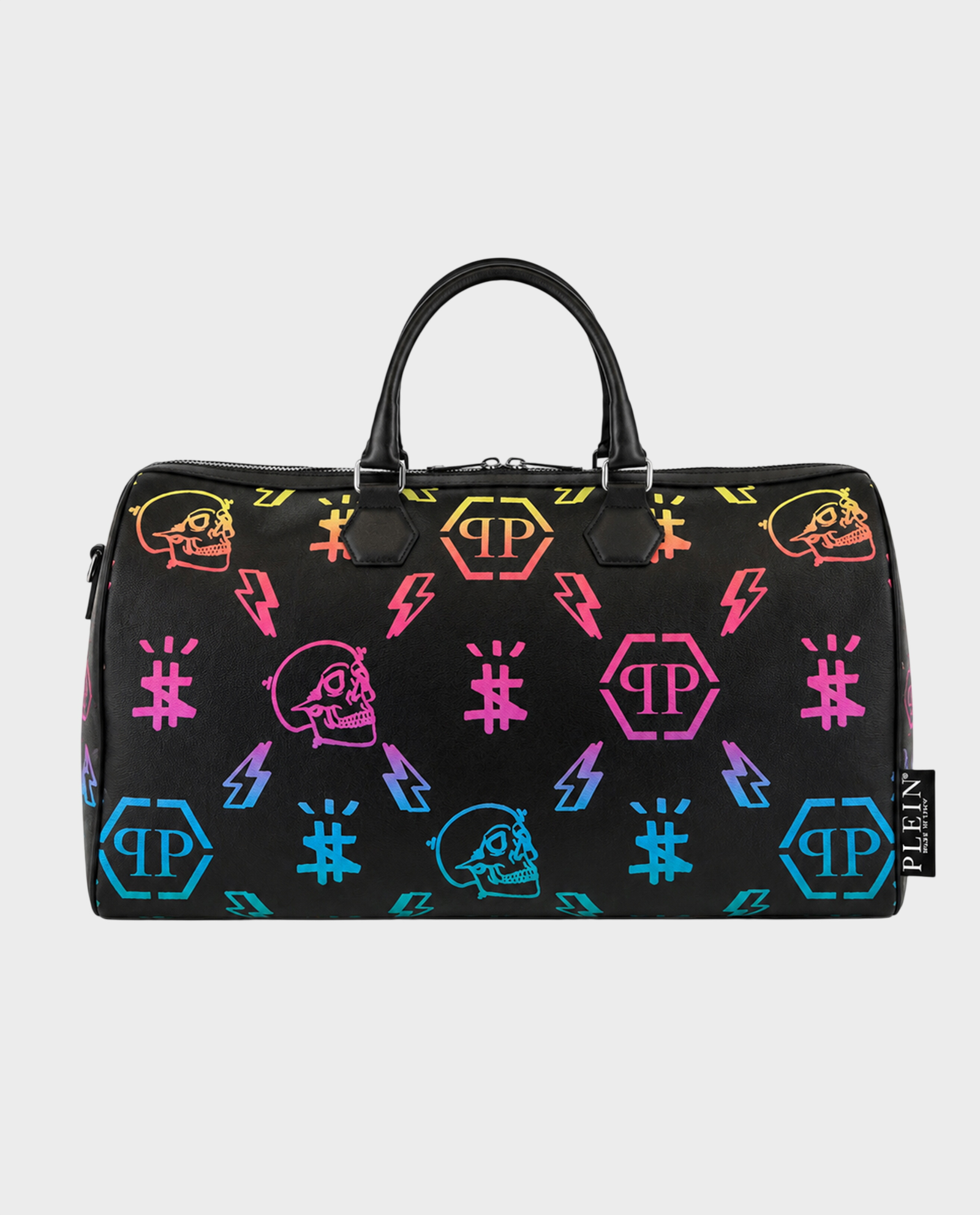 Czarna torba podróżna z kolorowym monogramem - Image #0