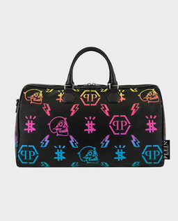 Czarna torba podróżna z kolorowym monogramem - Image #0