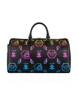 Czarna torba podróżna z kolorowym monogramem - Image #1