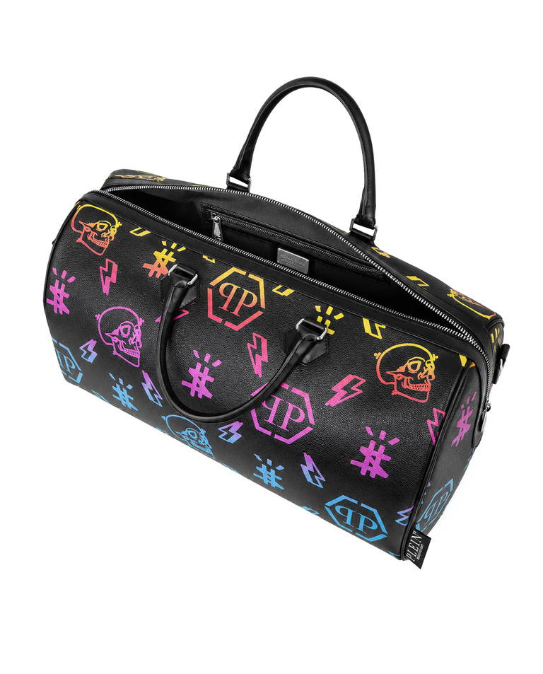 Czarna torba podróżna z kolorowym monogramem - Image #3