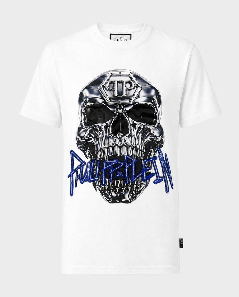 Biały t-shirt Skull Metallic