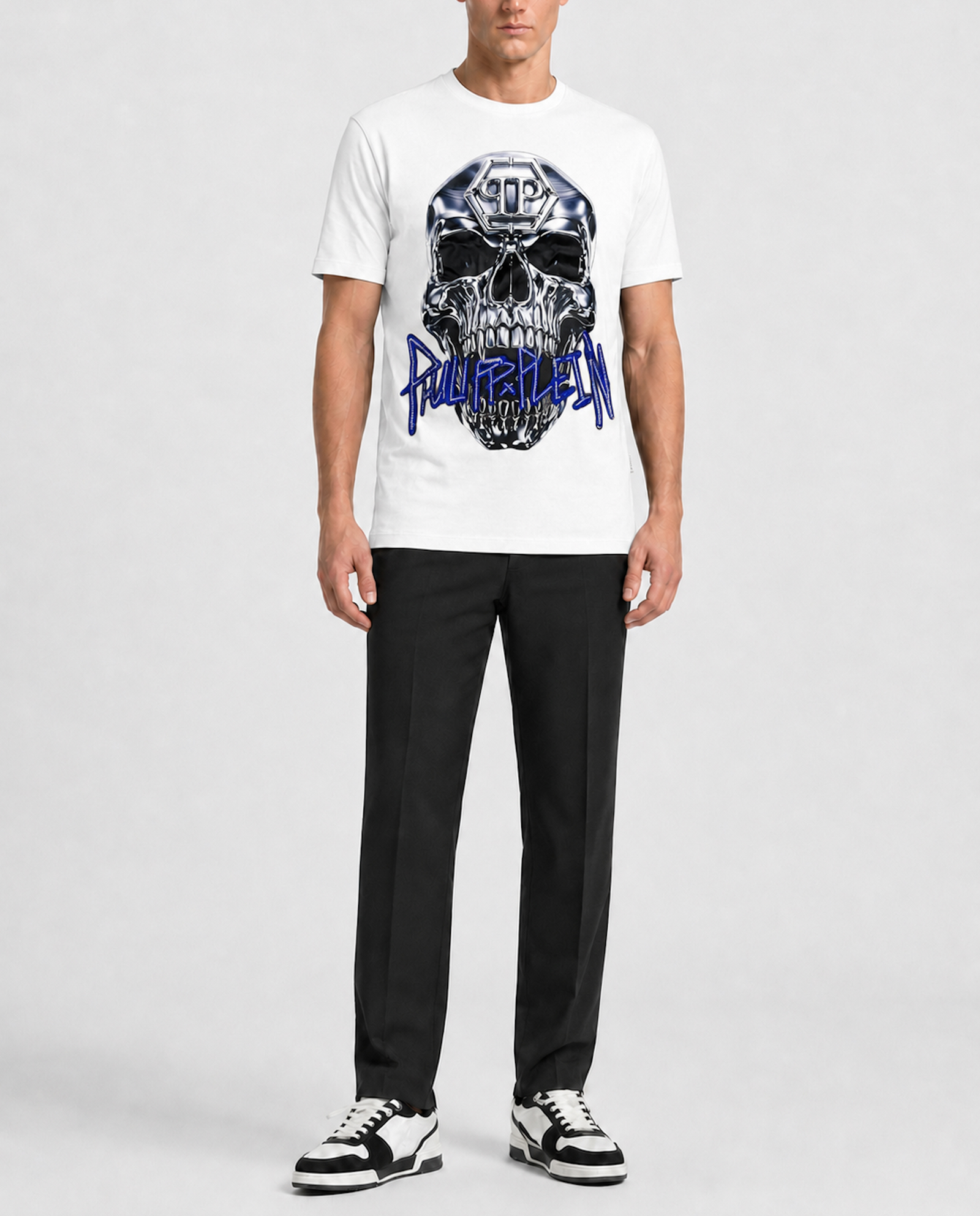 Biały t-shirt Skull Metallic - Image #2