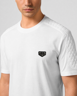 Biały t-shirt z ozdobnymi suwakami - Image #3