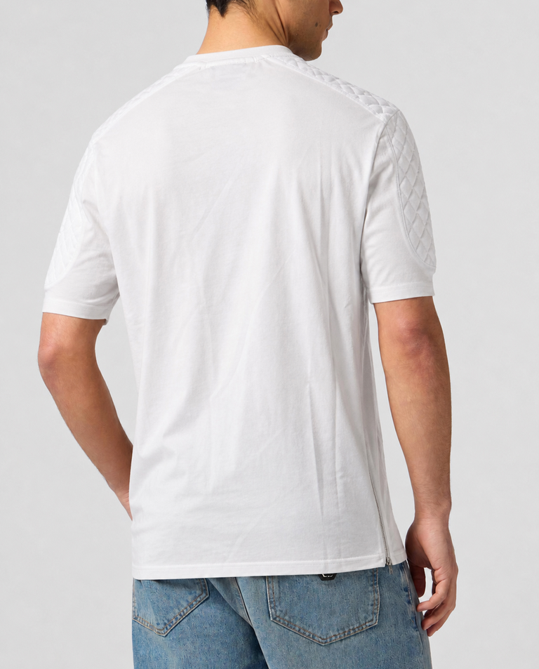 Biały t-shirt z ozdobnymi suwakami - Image #4