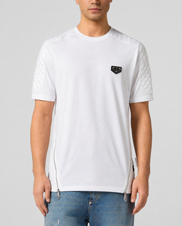Biały t-shirt z ozdobnymi suwakami - Image #1