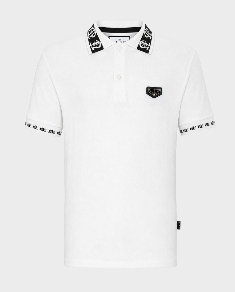 Biała bawełniana koszulka polo Gothic