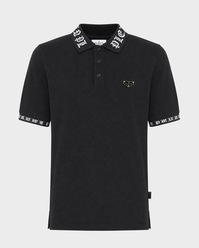 Czarna bawełniana koszulka polo Gothic