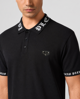 Czarna bawełniana koszulka polo Gothic - Image #4