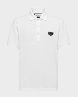 Biała koszulka polo z monogramem - Image #0