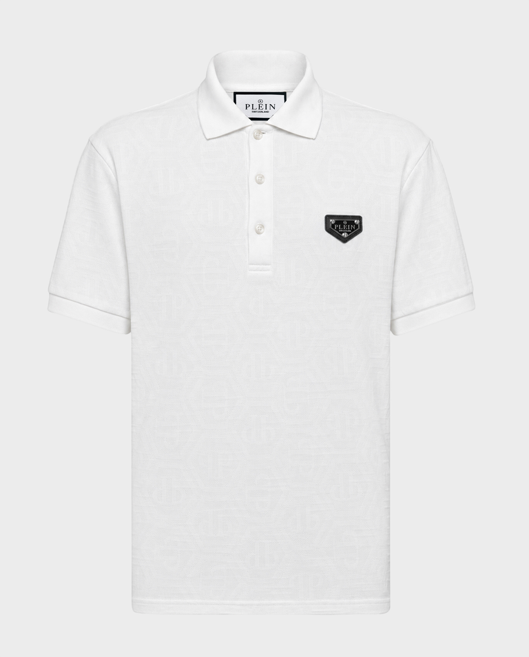 Biała koszulka polo z monogramem
