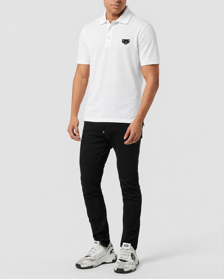 Biała koszulka polo z monogramem - Image #3
