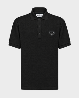 Czarna koszulka polo z monogramem - Image #0