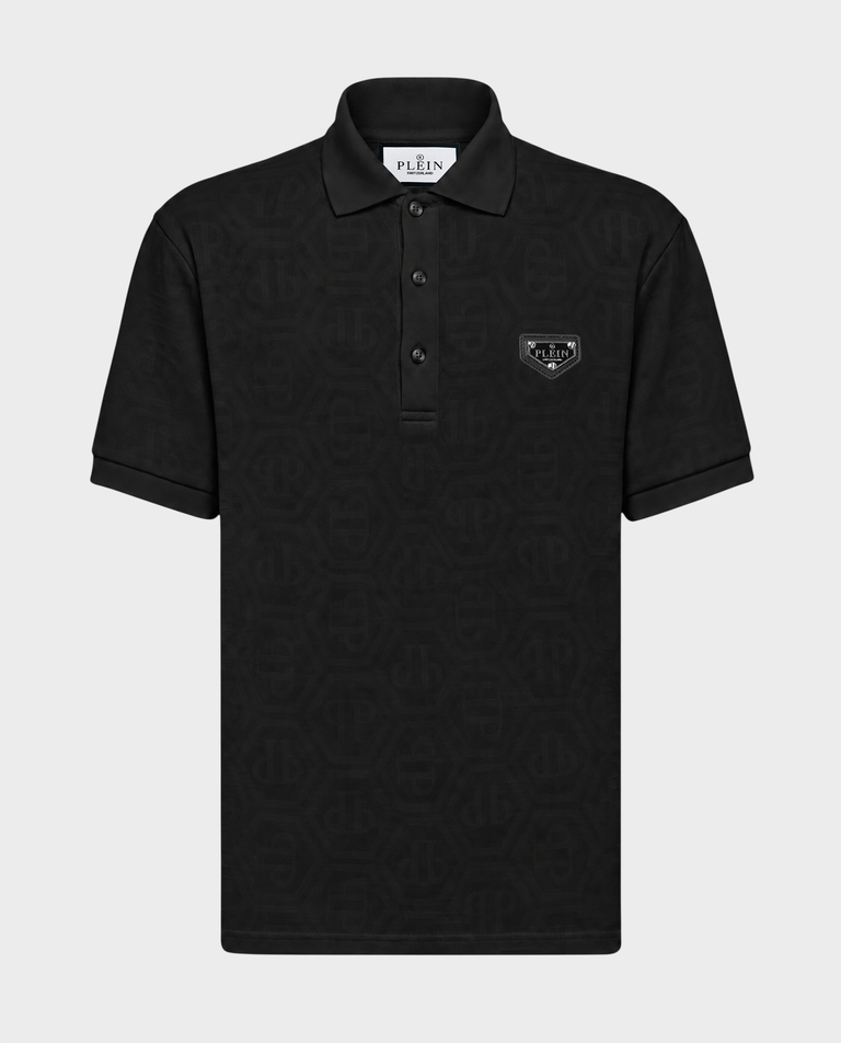 Czarna koszulka polo z monogramem