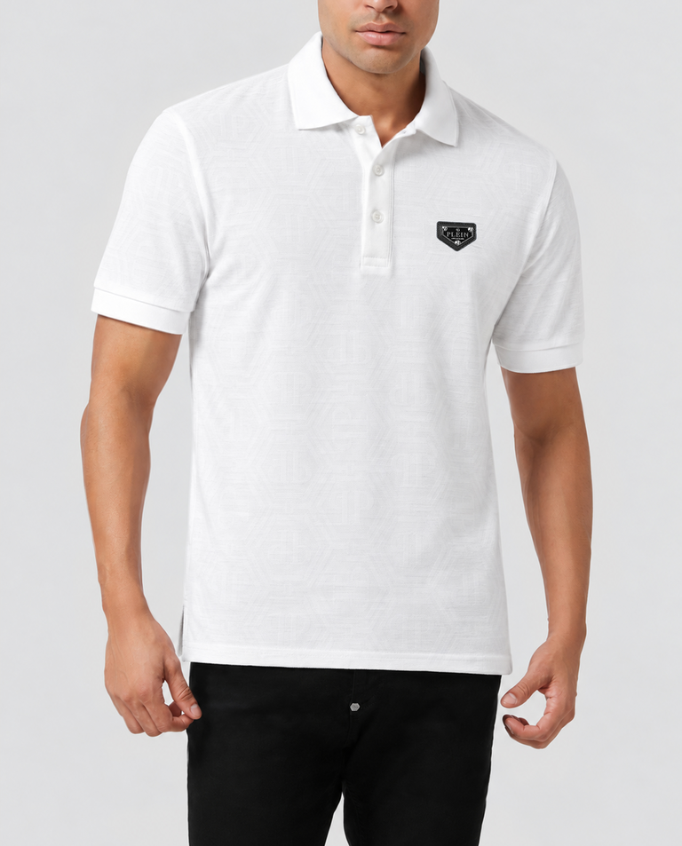 Biała koszulka polo z monogramem