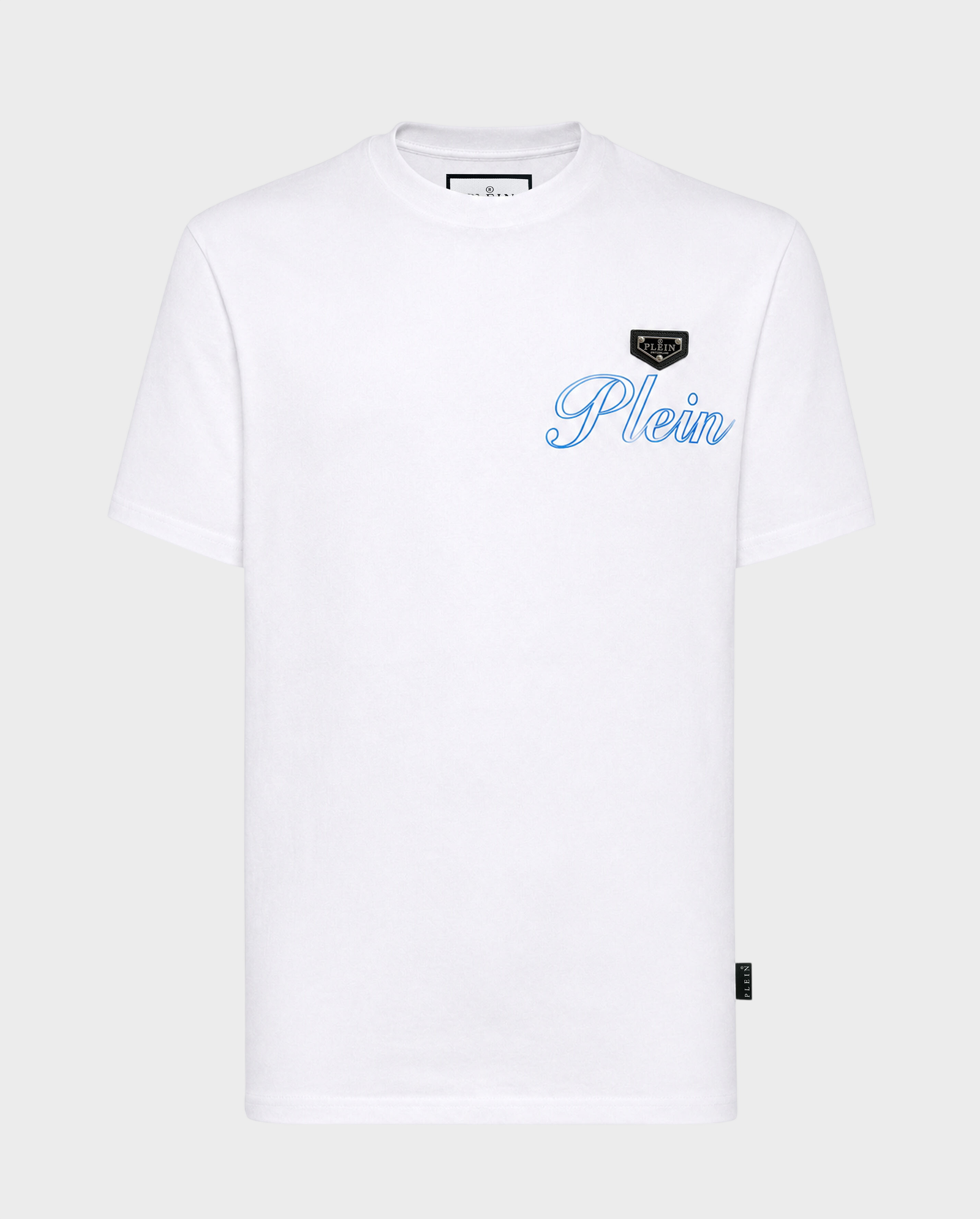 Biały t-shirt z ozdobnym logo - Image #0
