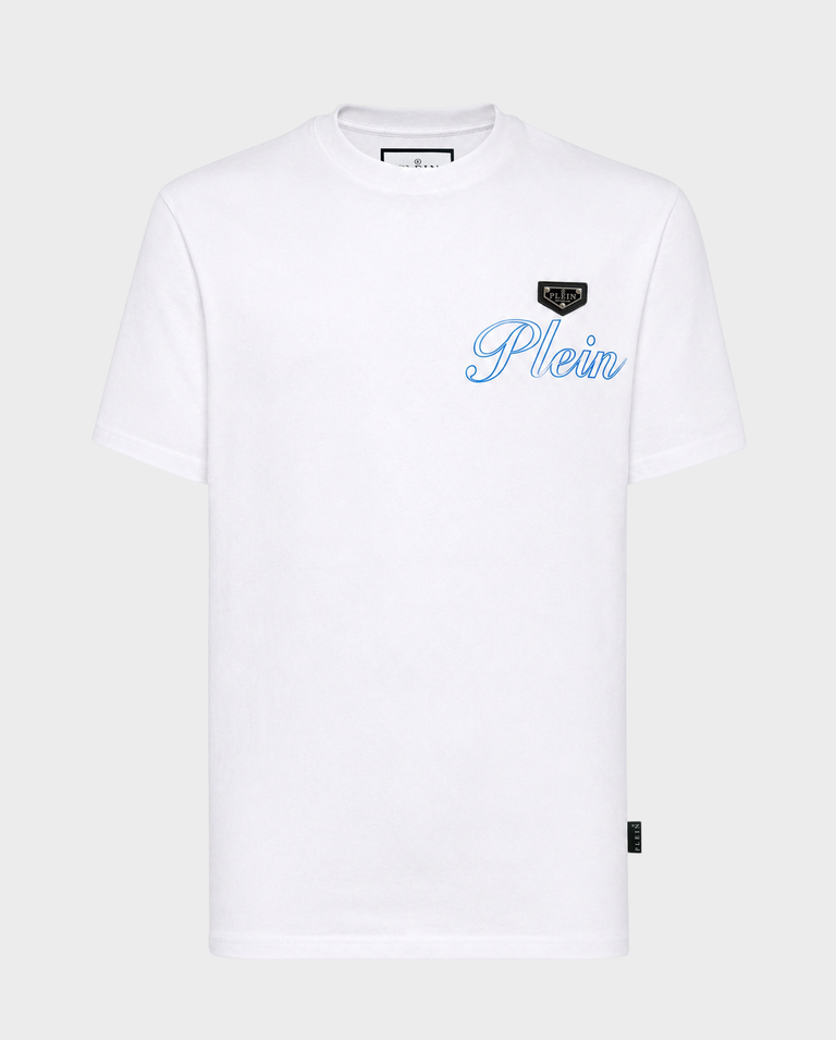 Biały t-shirt z ozdobnym logo