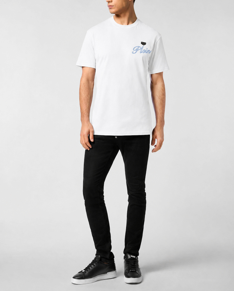Biały t-shirt z ozdobnym logo - Image #3