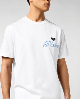 Biały t-shirt z ozdobnym logo - Image #4