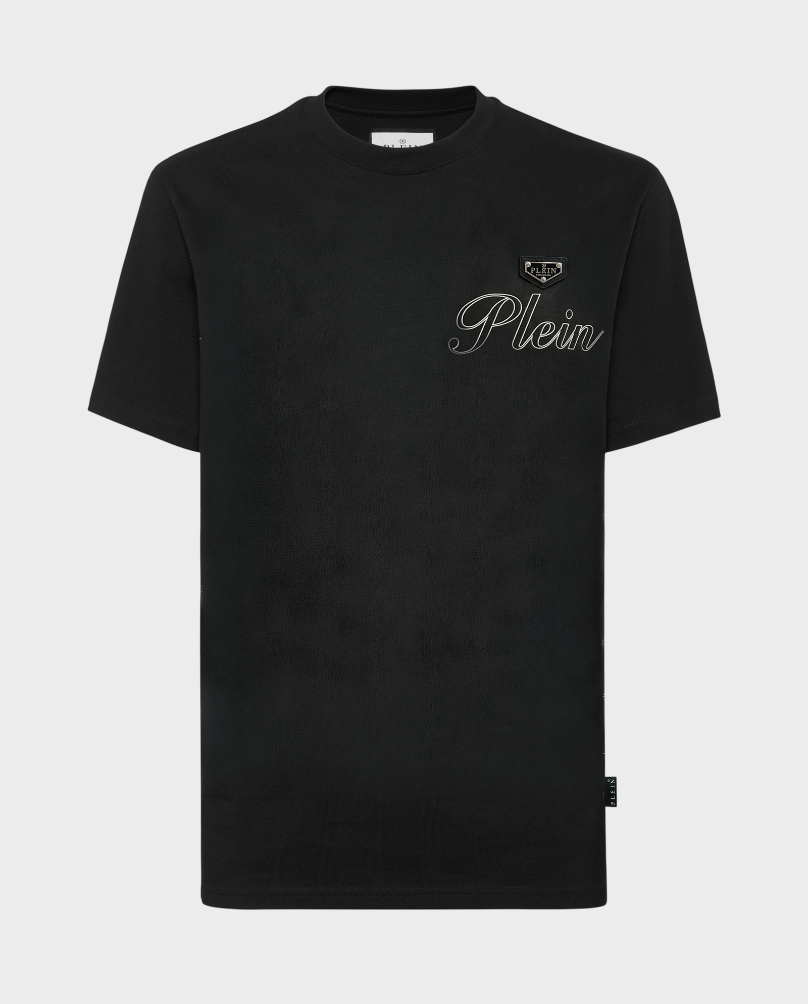 Czarny t-shirt z ozdobnym logo - Image #0